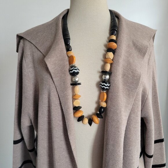 Apt. 9 Sweaters - Apt. 9 Oatmeal and‎ Gray Color Block Long Sleeve Open Front Cardigan (Size: Larg